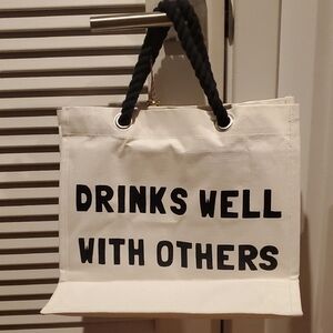 Canvas Tote Bag with Black Text